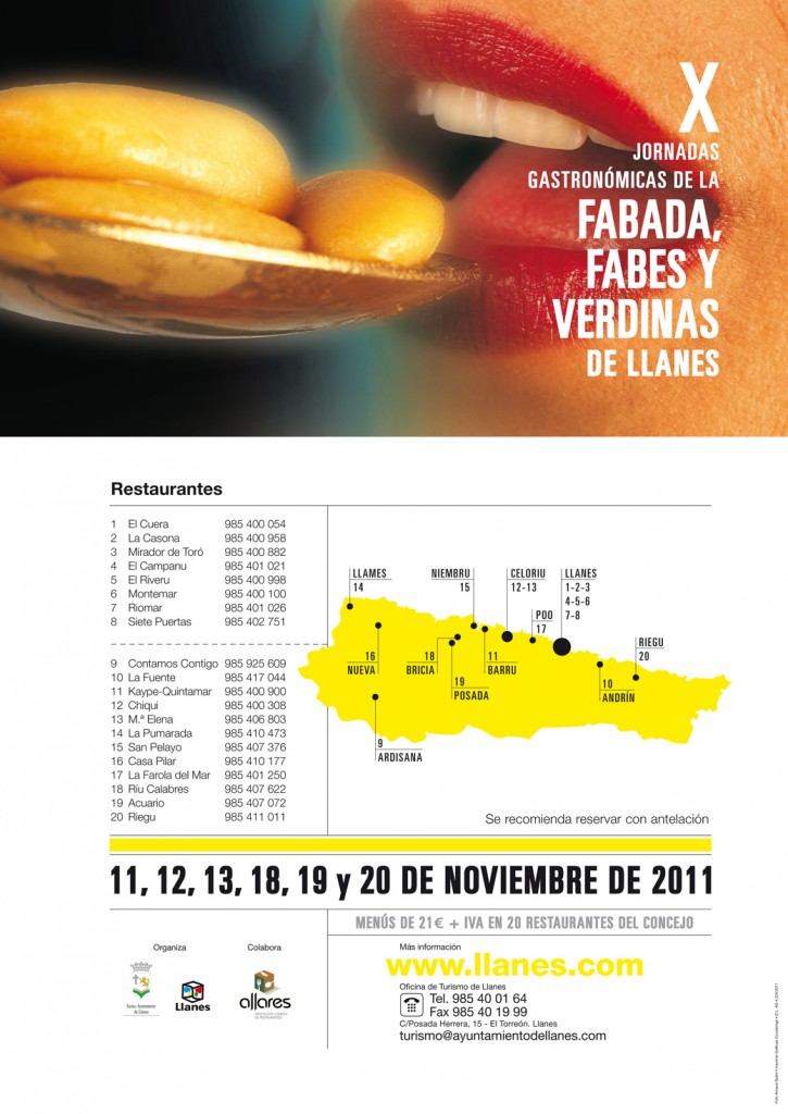 Cartel oficial de las Jornadas de la Fabada y Verdinas de Llanes 2011 - Celoriu.com