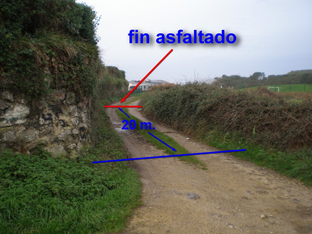 Límite de la zona que será finalmente asfaltada en el camino a Picu en Celorio - Celoriu.com