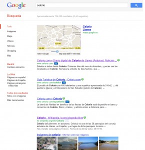 Celoriu.com en la primera posición de búsqueda por el término "Celorio"