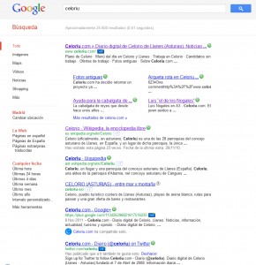 Celoriu.com en la primera posición de búsqueda por el término "Celoriu"