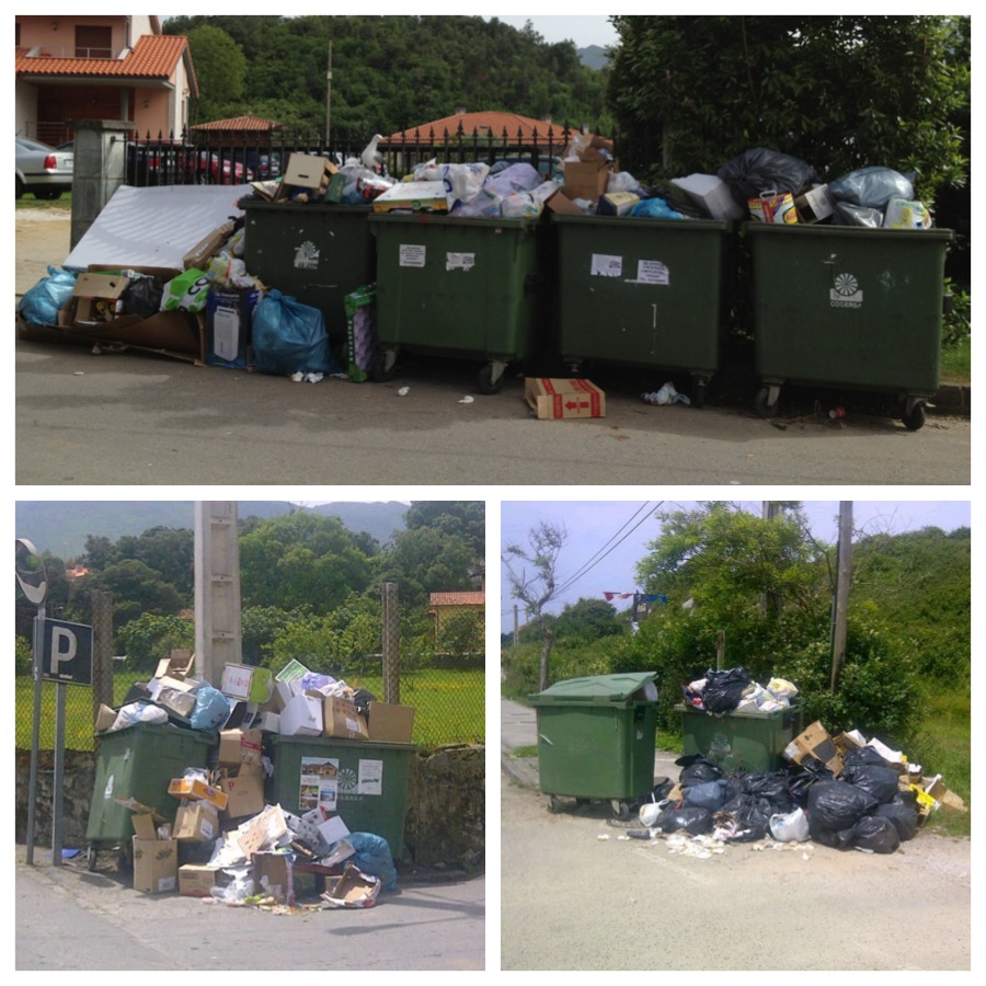 Imagen difundida por FOMTUR sobre la deficiente recogida de basuras en Llanes - Celoriu.com
