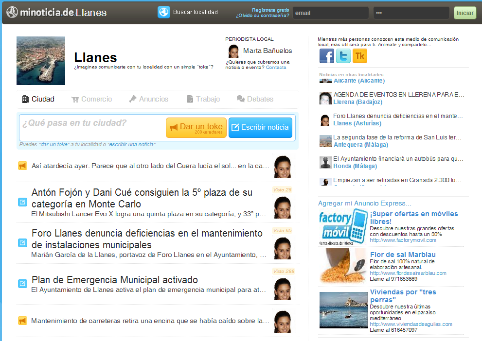 El portal de noticias de Llanes "Minoticia.de/Llanes" dirigido por Marta Bañuelos - Celoriu.com
