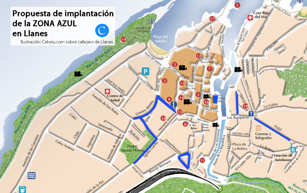 Calles afectadas por la propuesta de zona azul en Llanes - Celoriu.com